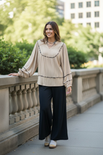 Load image into Gallery viewer, The Golden Tan and Leopard Pleated Blouse