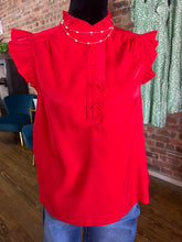 Load image into Gallery viewer, Red Ruffle Charm Top