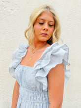 Load image into Gallery viewer, Blue Breeze Ruffle Midi Dress
