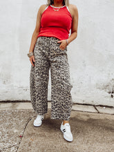 Load image into Gallery viewer, Leopard Denim Barrel Jeans
