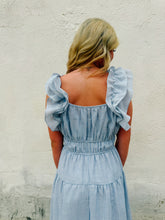 Load image into Gallery viewer, Blue Breeze Ruffle Midi Dress
