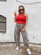 Load image into Gallery viewer, Leopard Denim Barrel Jeans
