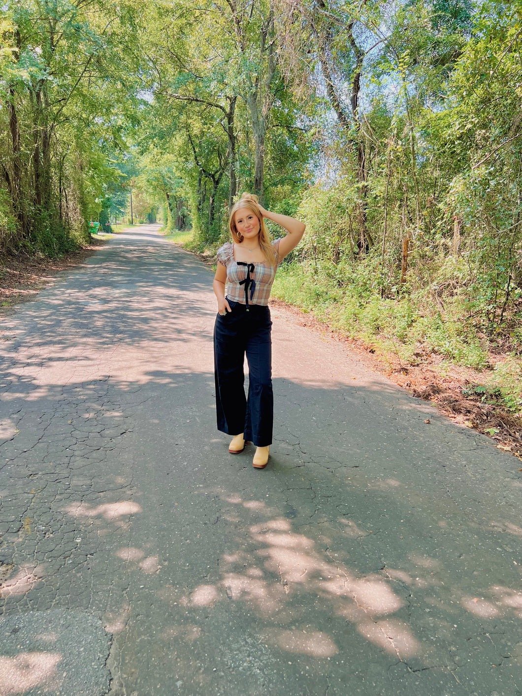 The Sweetheart Plaid Tie Top