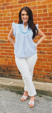 Load image into Gallery viewer, Bluebell Embroidered Flutter Top
