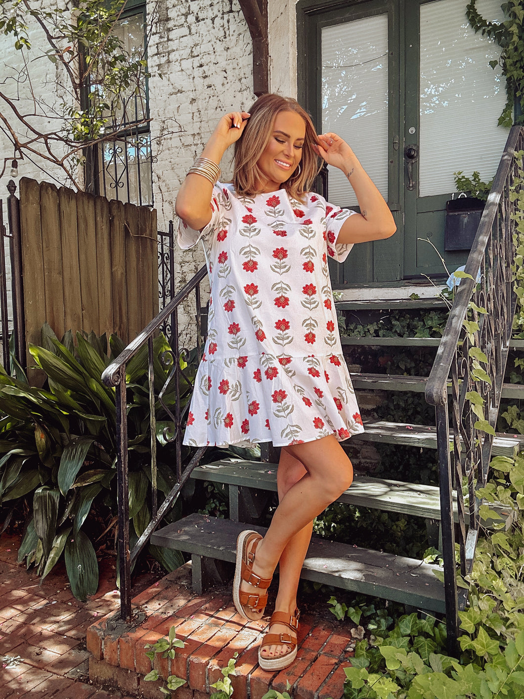 Cream Floral Entro Dress