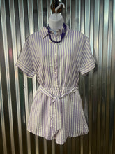 Load image into Gallery viewer, The Lavender Stripe Breezy Romper
