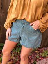 Load image into Gallery viewer, Teal Tweed Shorts
