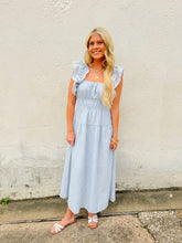 Load image into Gallery viewer, Blue Breeze Ruffle Midi Dress
