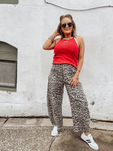 Load image into Gallery viewer, Leopard Denim Barrel Jeans
