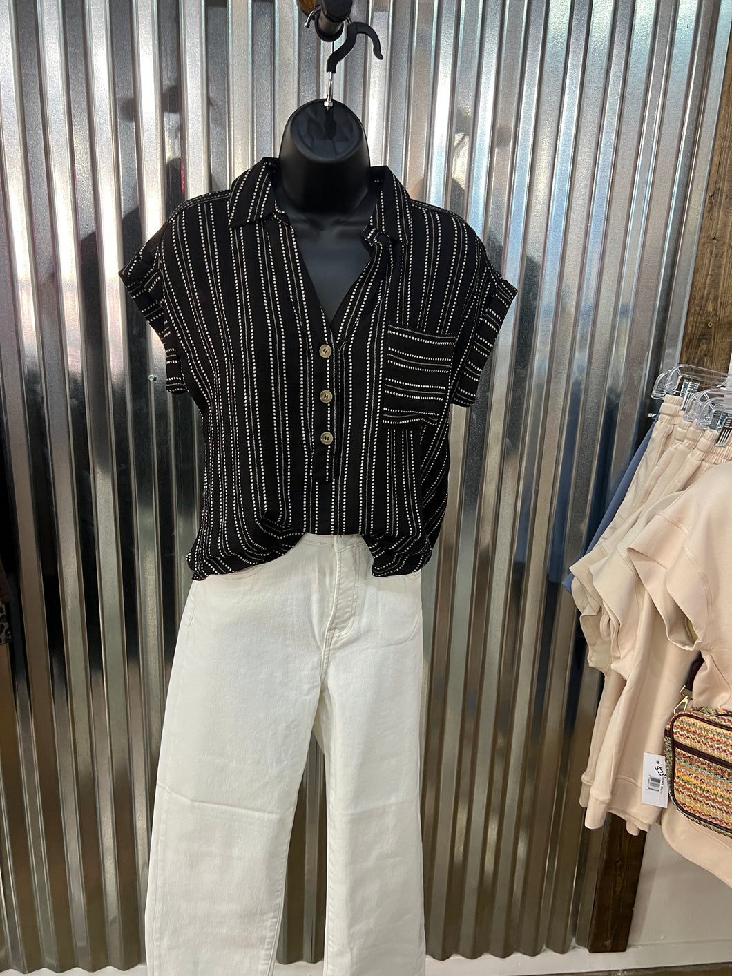Black and White Striped Top