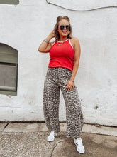 Load image into Gallery viewer, Leopard Denim Barrel Jeans
