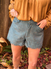 Load image into Gallery viewer, Teal Tweed Shorts
