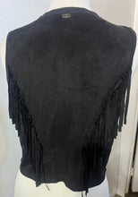 Load image into Gallery viewer, Black Suede Fringe Sleeveless Top
