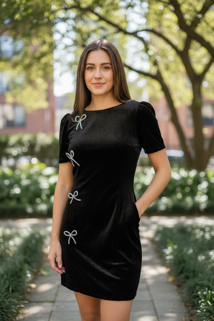 The Black Velvet Bow Dress