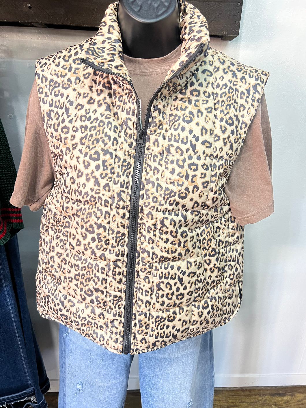 The Wild Luxe Leopard Puffer Vest