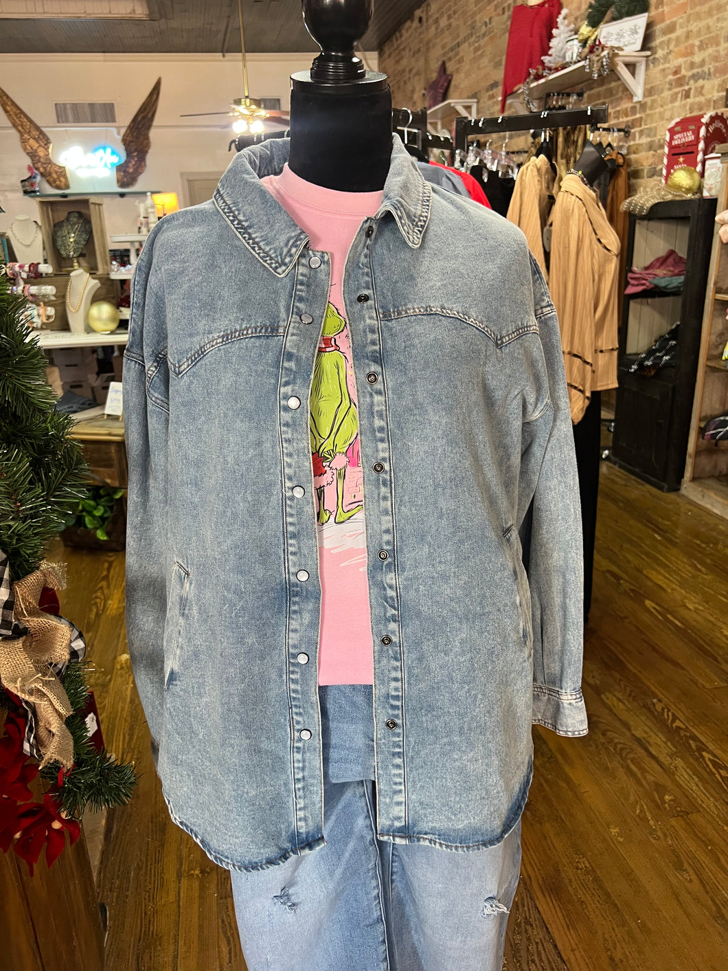 The Easy Living Light-was Denim Shacket