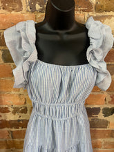 Load image into Gallery viewer, Blue Breeze Ruffle Midi Dress
