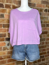 Load image into Gallery viewer, Lavender Breeze Washed Pocket Top
